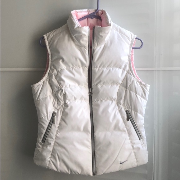 Nike Jackets & Blazers - Nike reversible white pink puffer vest
